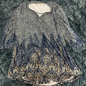 Brown and Blue Patterned Tunic